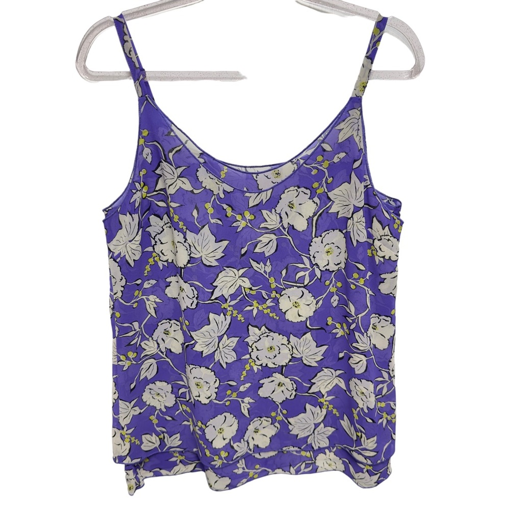 Chiffon Knit Double Layered Flowy Cami Tank Top Blouse - Picture 2 of 11